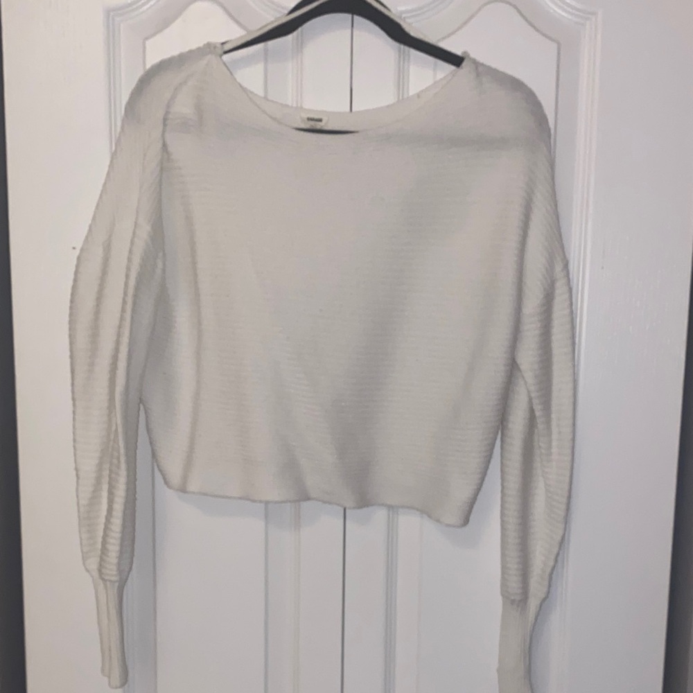 Garage Cream Cropped Crew Neck Sweater
